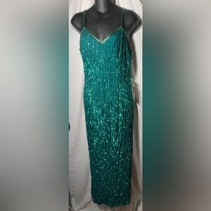 90’s Laurence Kazar - Glamorous Green Sequin Gown